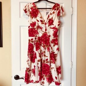 Rabbit Folded Sleeve Pink Floral Dress